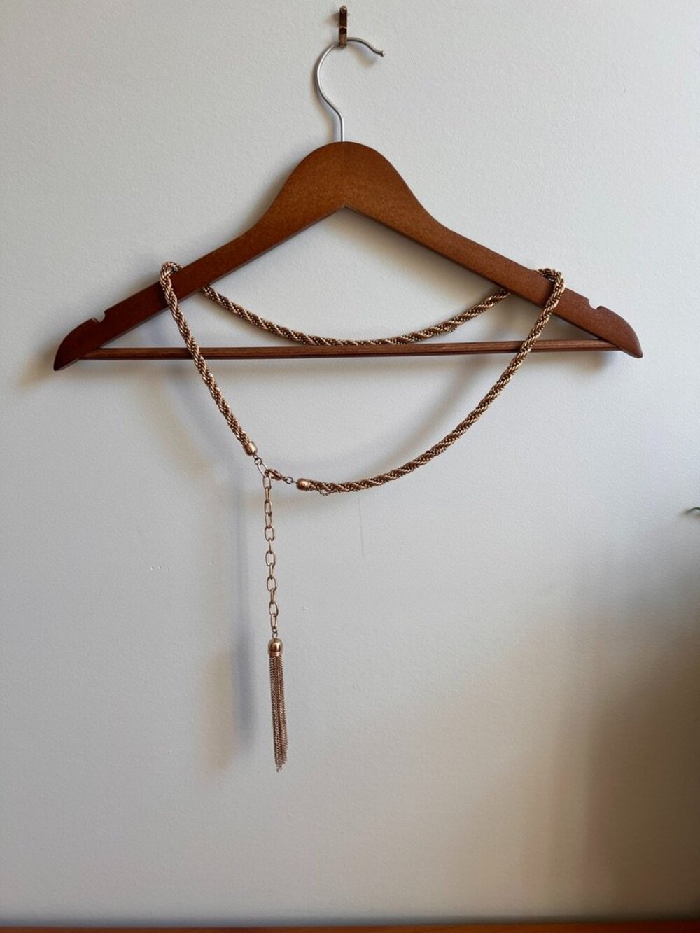 Vintage Gold-Tone Rope Chain Tassel Belt | Adjustable Statement Waist Belt